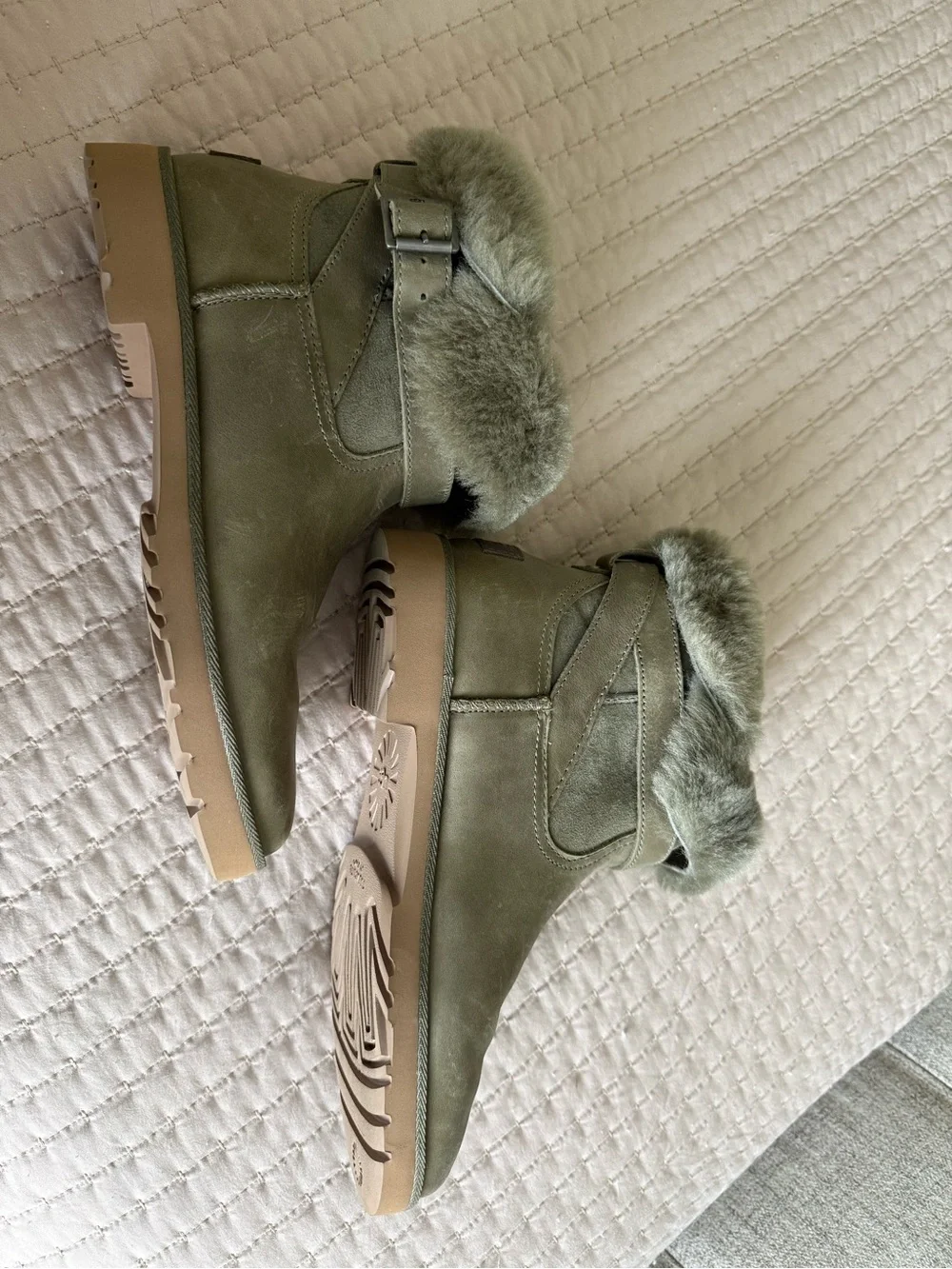 UGG Olive Green Shearling Cuff Boots